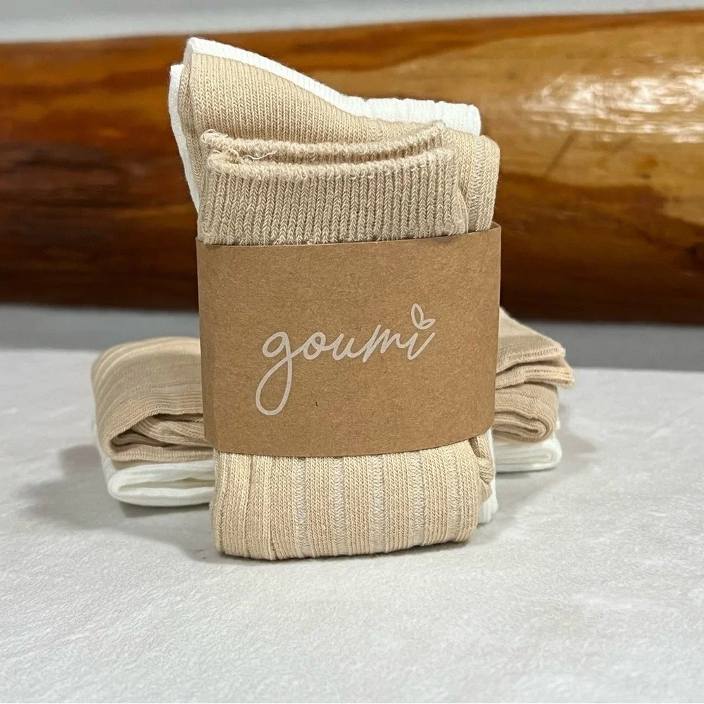 Goumi Girl's Cream and Tan Casual‎ 2 pack of Socks